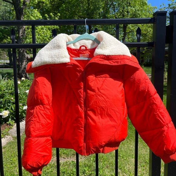 Anthropologie Maeve Sherpa Collared Cropped Puffer Jacket NWT - Picture 13 of 14